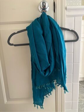 J. Crew Teal Tassel Scarf